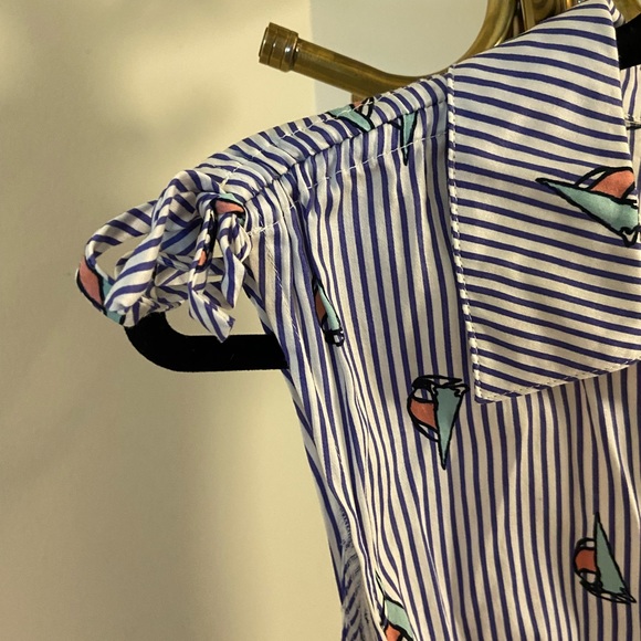 ModCloth Blue and White Striped Sailboat Top: Medium - Picture 5 of 11